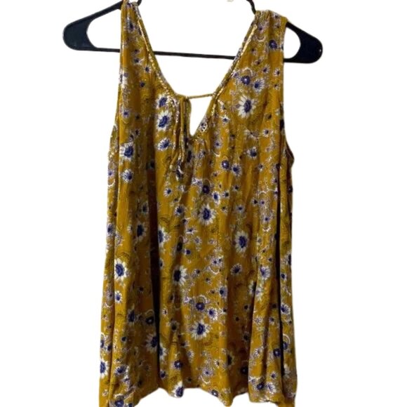 A Beautiful Soul Boho Yellow Sleeveless V-Neck Top - Picture 1 of 9